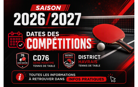 DATES DES COMPETITIONS DU CD76 ET DU DISTRICT : 2026/2027